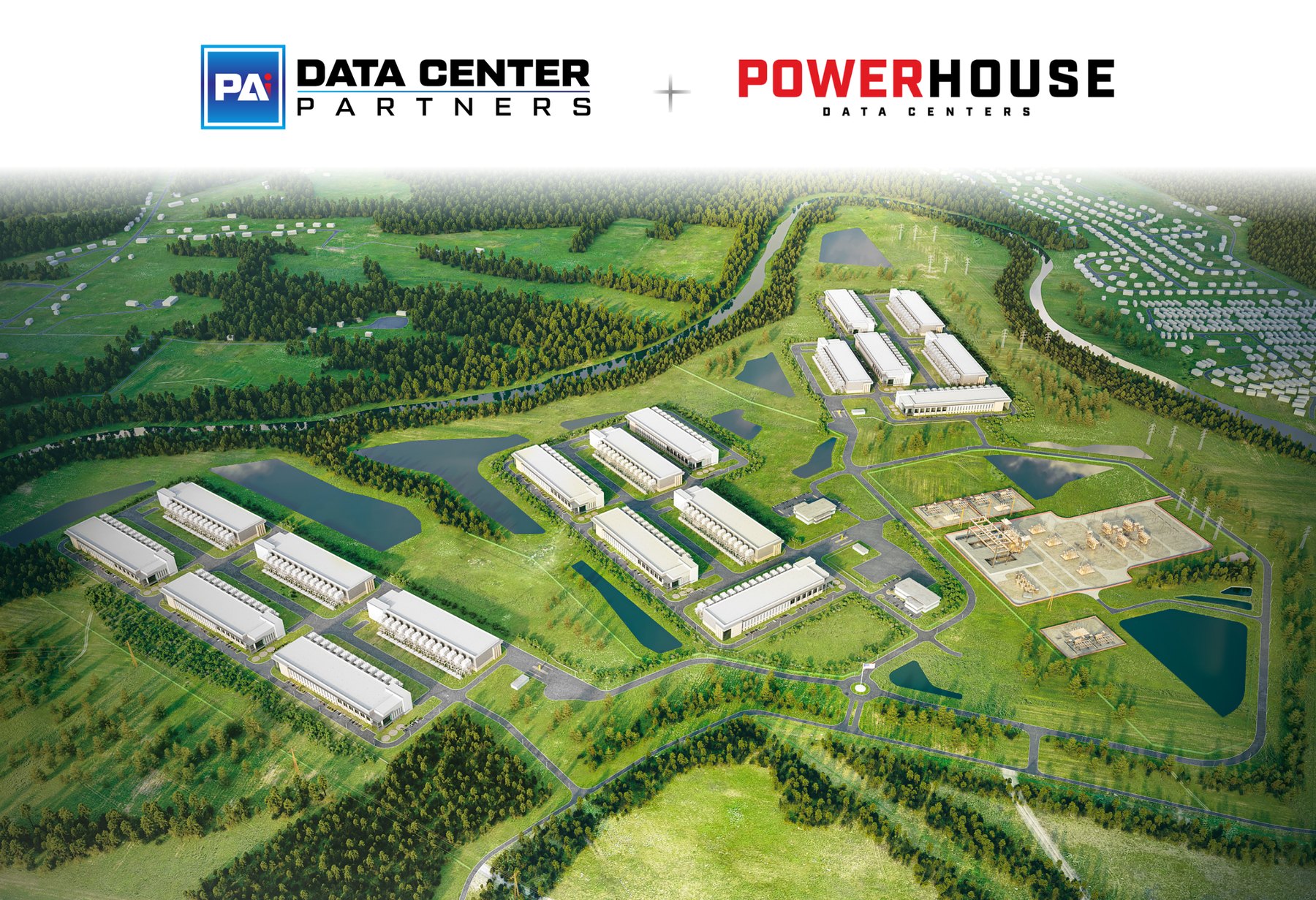 PADCP + Powerhouse Data Centers — multi-gigawatt campus rendering